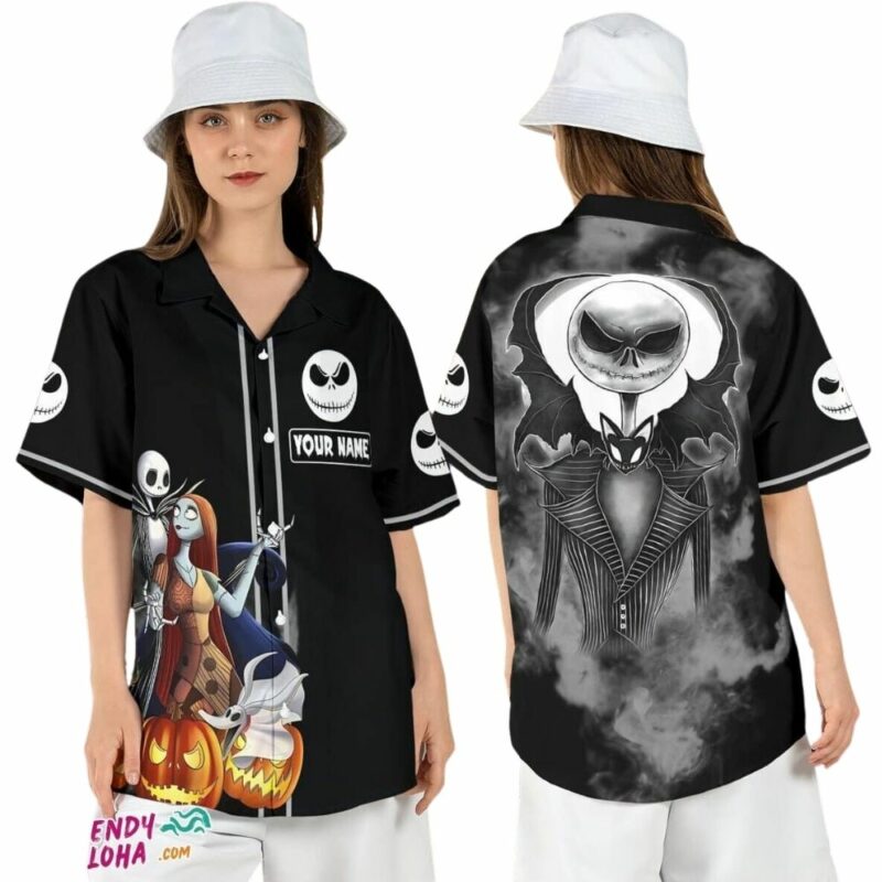 Personalized jack sally nightmare before xmas halloween hawaiian shirt 1