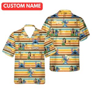 Personalized Lilo And Stitch Dancing Hula Aloha Summer Beach Hawaiian Shirt