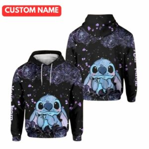 Personalized Lilo And Stitch Flower All Over Print Hoodie
