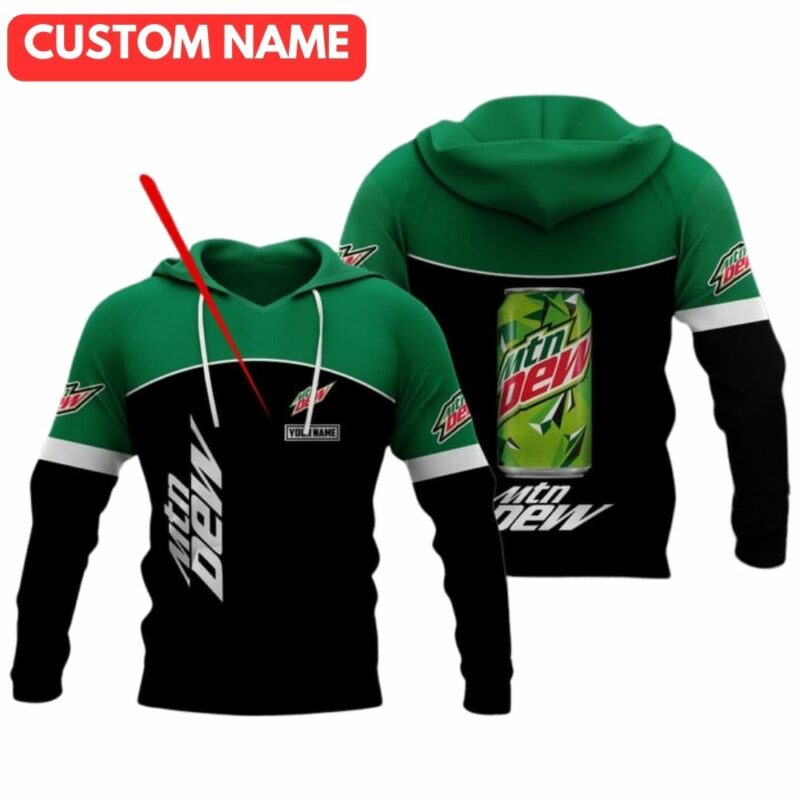 Personalized logo moutain dew in my heart black and green 3d hoodie 1