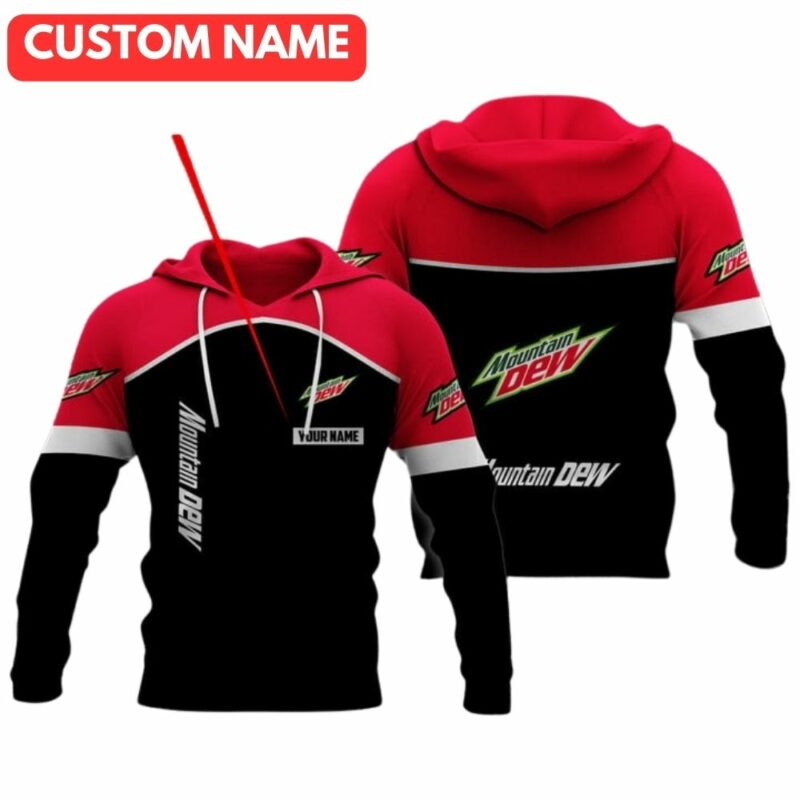 Personalized logo moutain dew in my heart black and red 3d hoodie 1