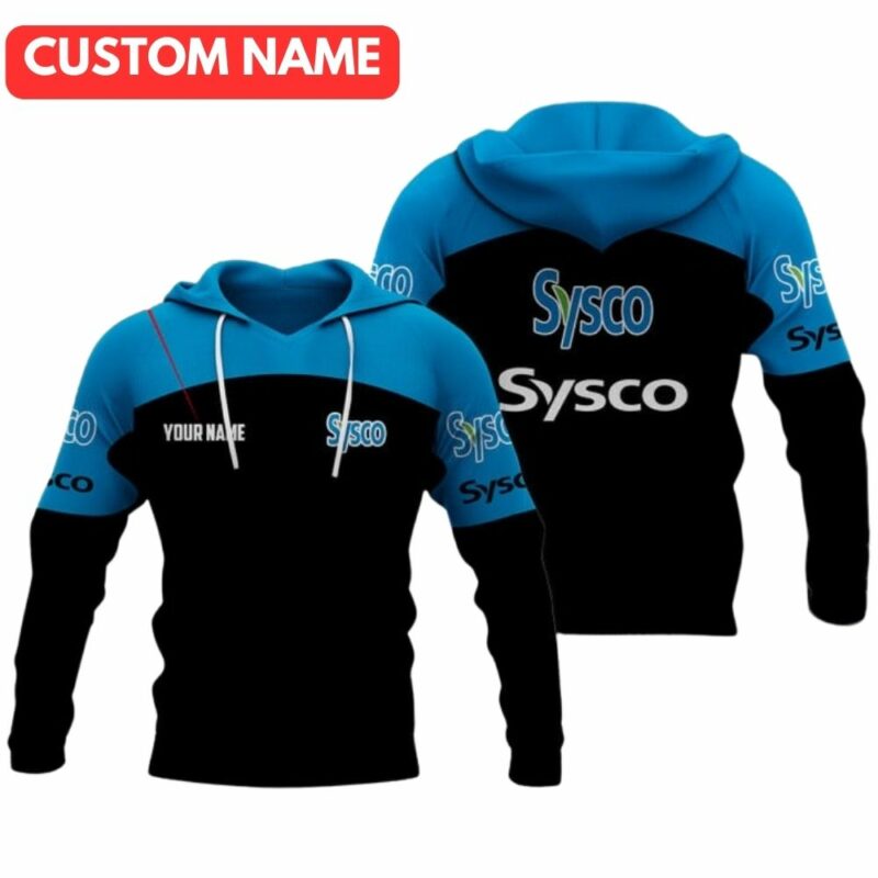 Personalized logo sysco in my heart black and blue 3d hoodie 1