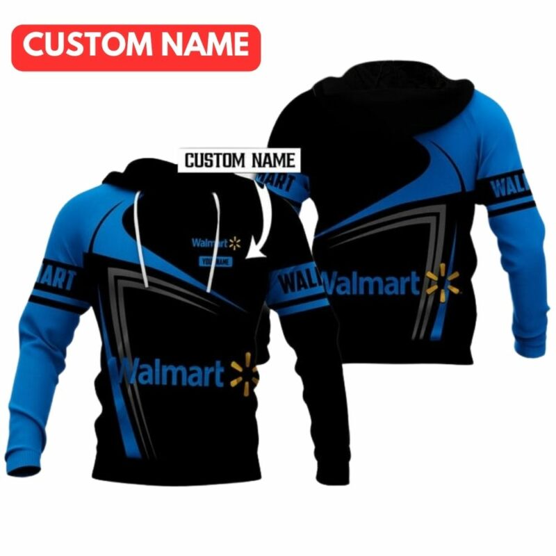 Personalized logo walmart in my heart blue and black 3d hoodie 1