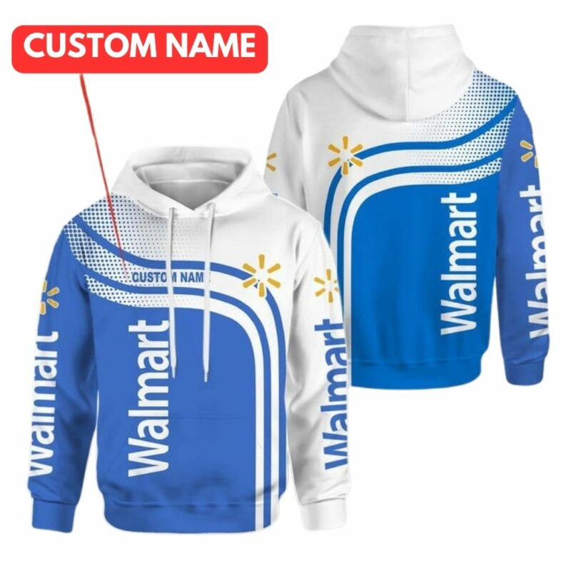 Personalized logo walmart in my heart blue and white 3d hoodie 1