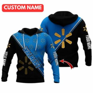 Personalized Many Logo Walmart Blue And Black All Over Print Hoodie