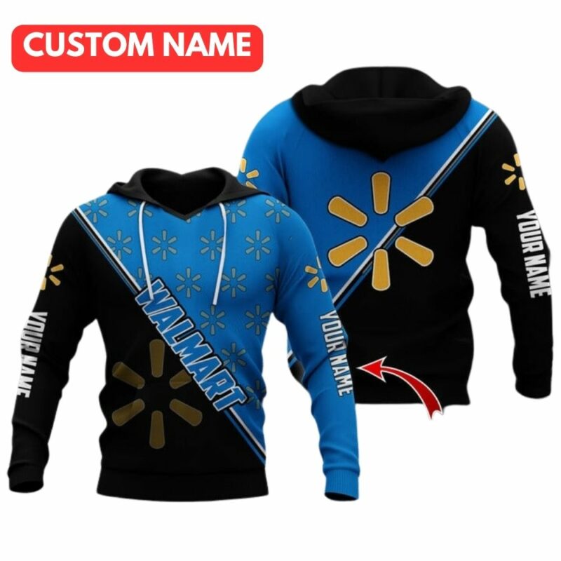 Personalized many logo walmart blue and black 3d hoodie 1