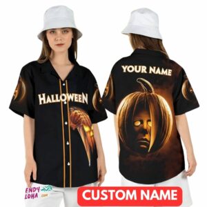 Personalized Michael Myers Halloween Pumpkin Horror Hawaiian Shirt