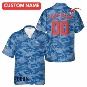 Personalized Natural Light Blue Camouflage Hawaiian Shirt