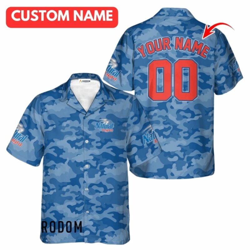 Personalized natural light blue camouflage hawaiian shirt 1