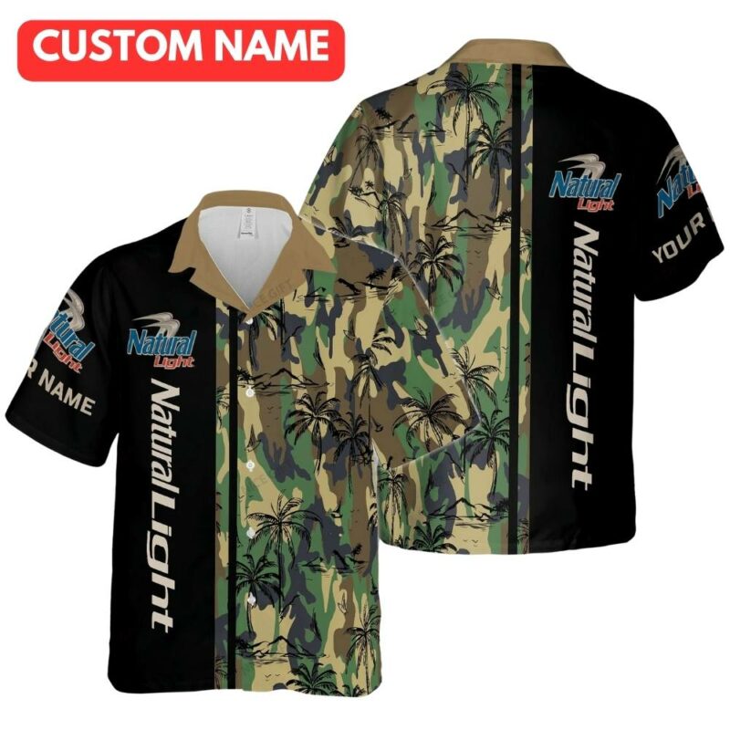 Personalized natural light camo coconut tropical hawaiian shirt 1