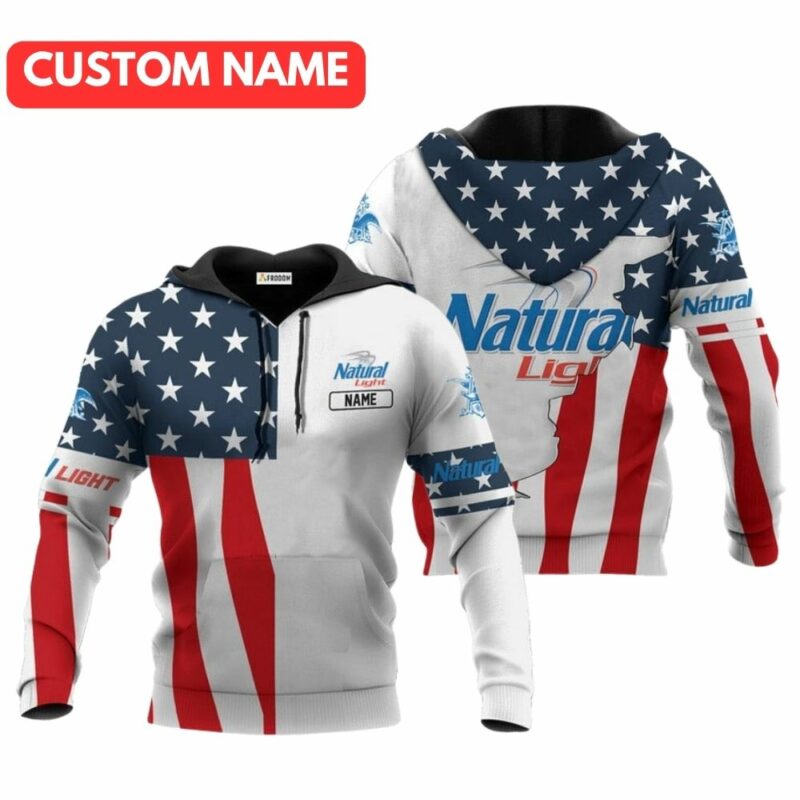 Personalized natural light flag american 3d hoodie 1