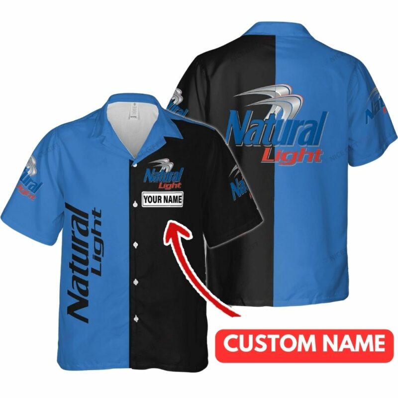 Personalized natural light in my heart black and blue hawaiian shirt 1