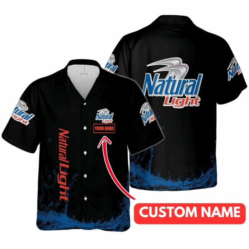 Personalized natural light logo in my heart hawaiian shirt 1