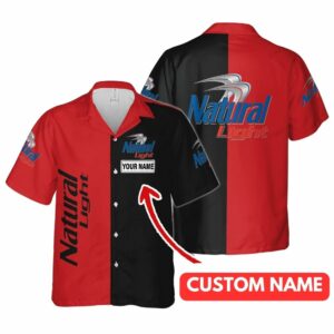 Personalized Natural Light Logo Red And Black Hawaiian Shirt
