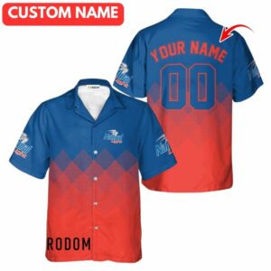 Personalized Natural Light Red And Blue Halftone Hawaiian Shirt