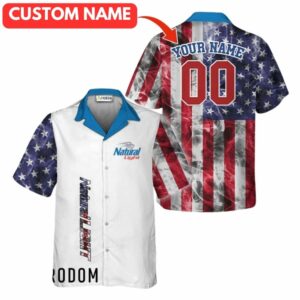 Personalized Natural Light US Flag Smoke Hawaiian Shirt
