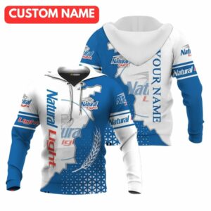 Personalized Natural Light White And Blue Cracking All Over Print Hoodie
