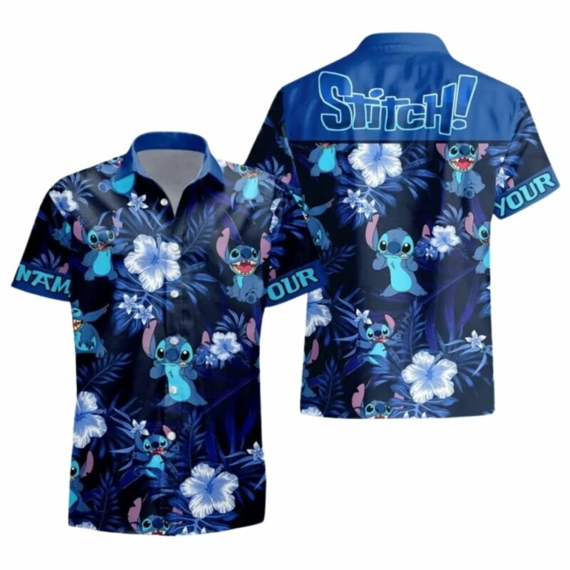 Personalized retro lilo and stitch flower floral hawaiian shirt 1