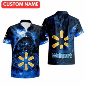 Personalized Skull Hold Logo Walmart Hawaiian Shirt