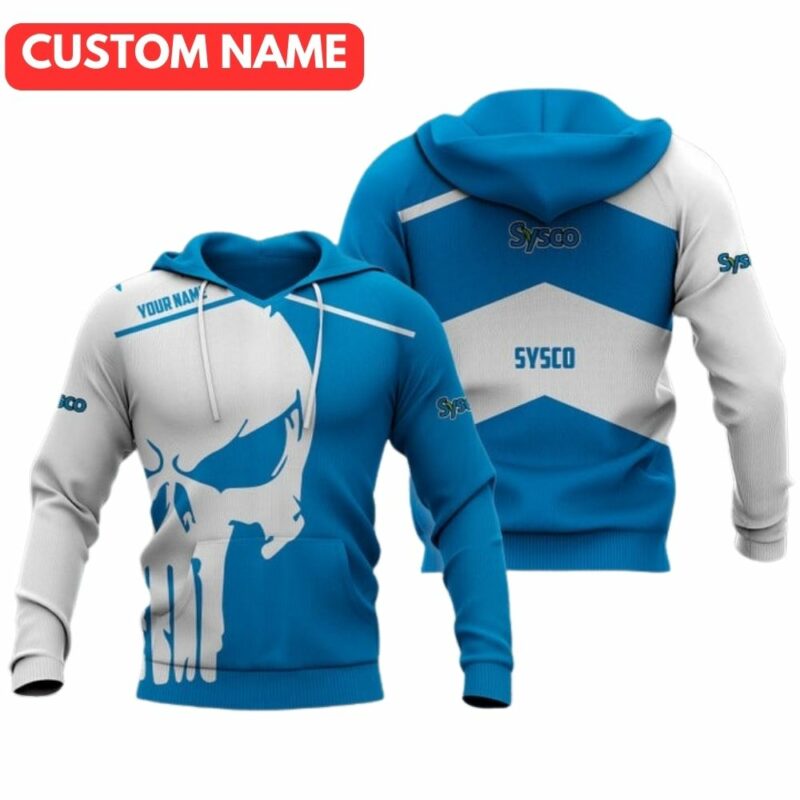 Personalized skull punisher with logo sysco 3d hoodie 1