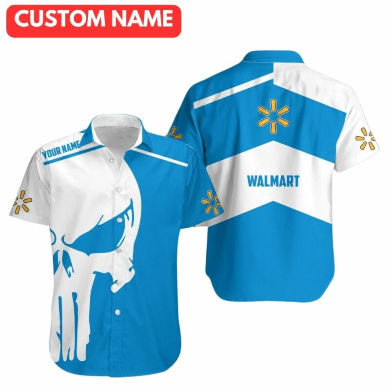 Personalized skull punisher with logo walmart hawaiian shirt 1