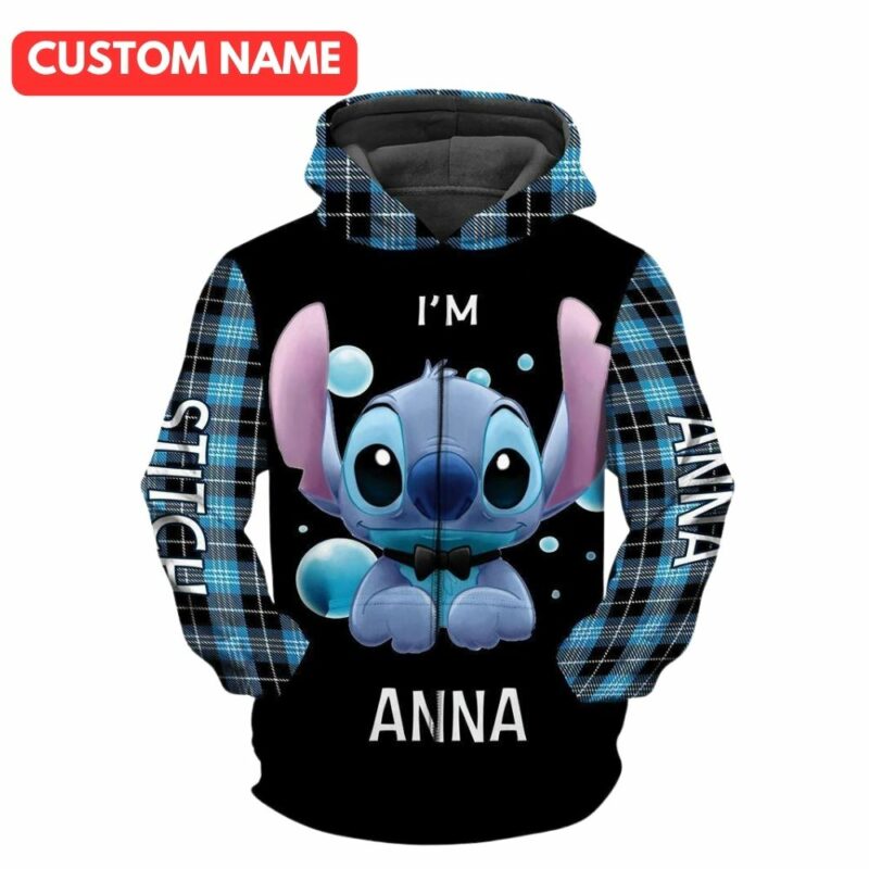 Personalized stitch aholic gingham 3d hoodie 1