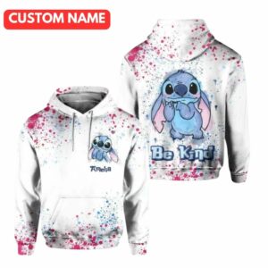 Personalized Stitch And Lilo Be Kind All Over Print Hoodie