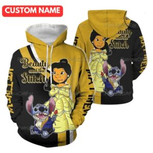 Personalized Stitch Beauty And Stitch All Over Print Hoodie