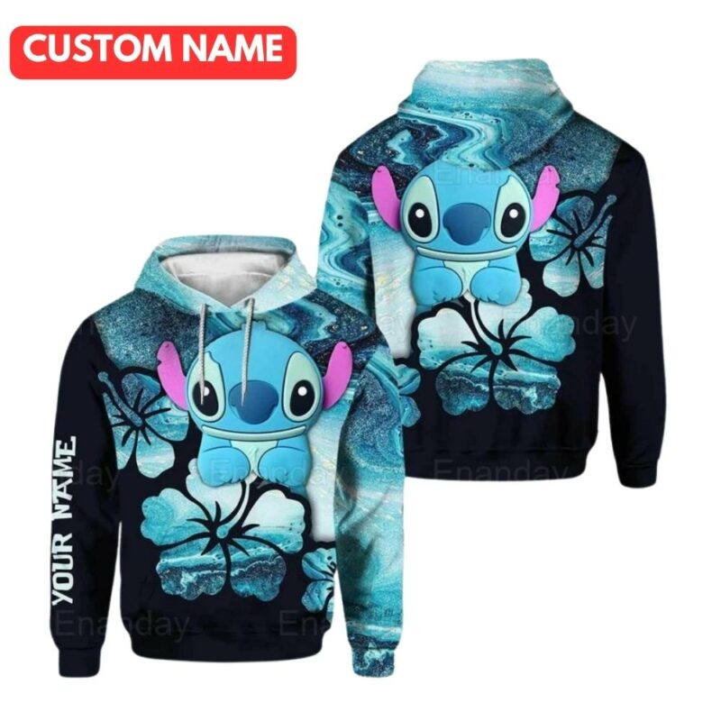 Personalized stitch flower 3d hoodie 1