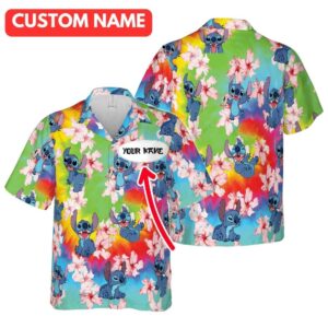 Personalized Stitch Flower Floral Tropical Hawaiian Shirt
