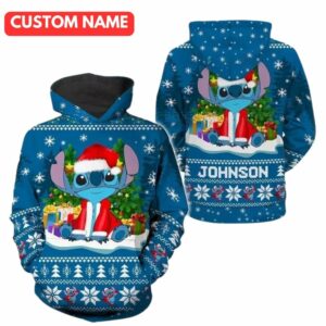 Personalized Stitch Santa Claus Lilo And Stitch Ugly Christmas All Over Print Hoodie