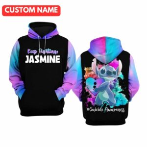 Personalized Stitch Suicide Awareness Keep Fighting All Over Print Hoodie