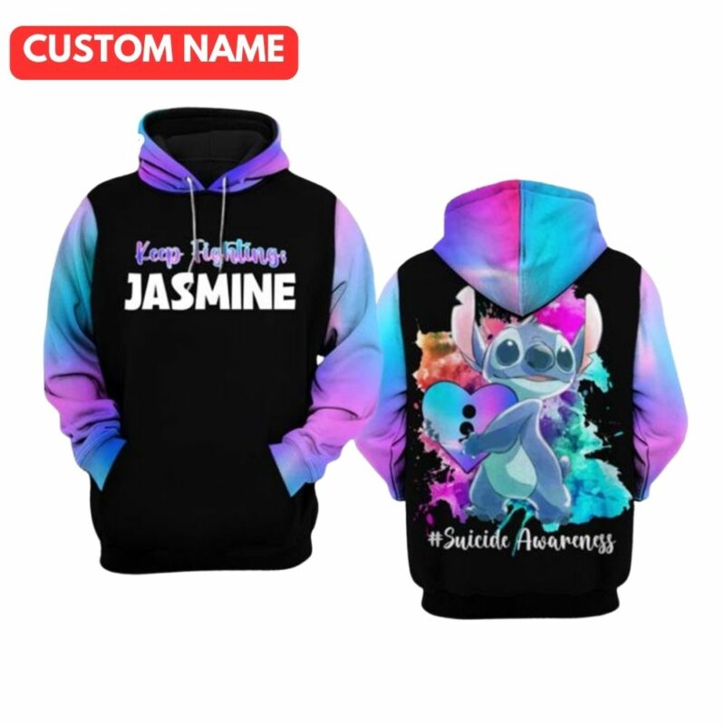 Personalized stitch suicide awareness keep fighting 3d hoodie 1