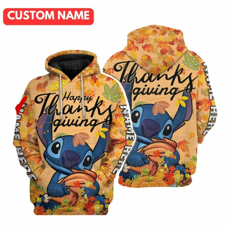 Personalized stitch thanksgiving day 3d hoodie 1