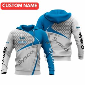 Personalized Sysco Blue And White All Over Print Hoodie