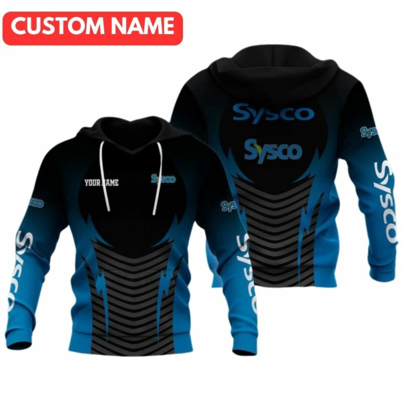 Personalized sysco logo black and blue 3d hoodie 1