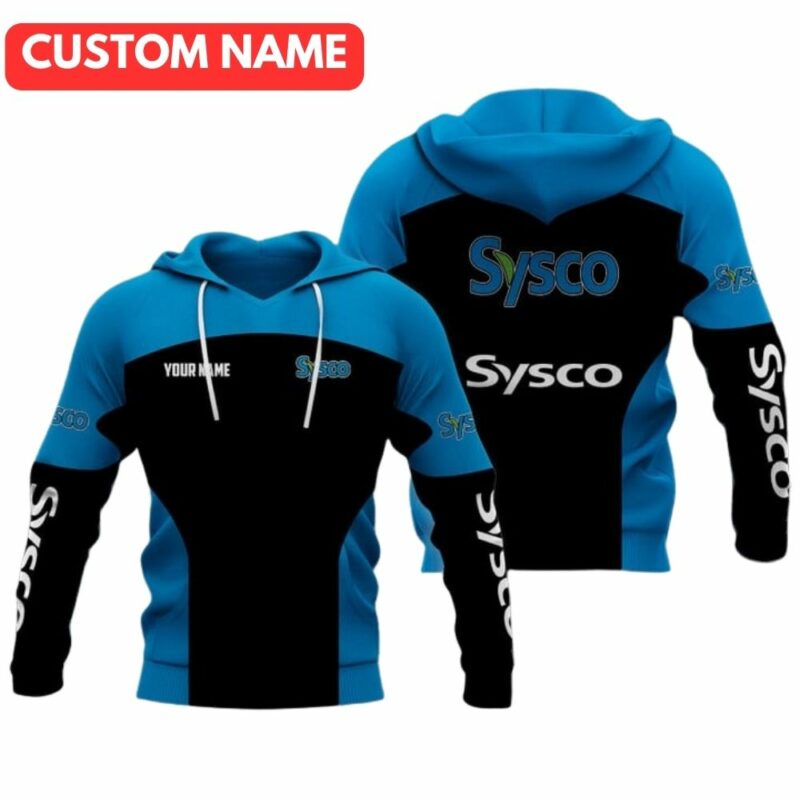 Personalized sysco logo in my heart black and blue 3d hoodie 1
