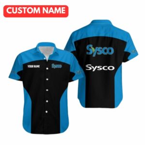 Personalized Sysco Logo In My Heart Black And Blue Hawaiian Shirt