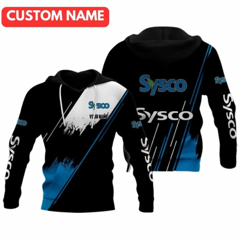 Personalized sysco logo in my heart black blue and white 3d hoodie 1