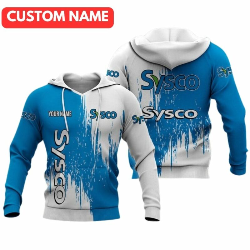 Personalized sysco logo in my heart blue and white 3d hoodie 1