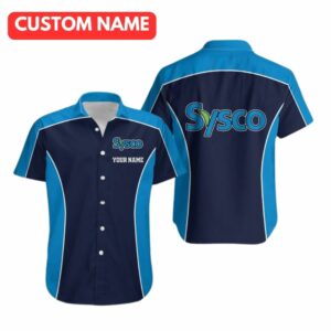 Personalized Sysco Logo In My Heart Navy And Blue Hawaiian Shirt