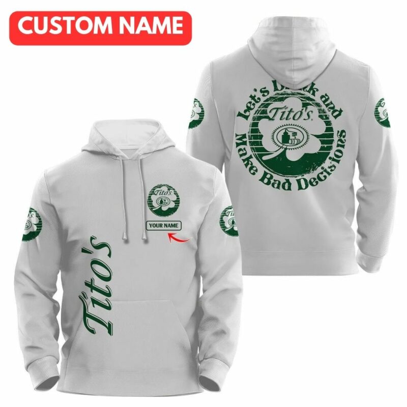 Personalized titos logo with st patricks day 3d hoodie 1