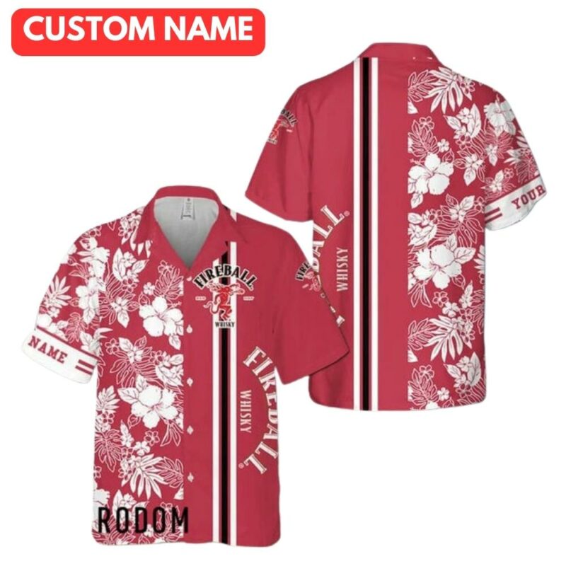 Personalized tropical flowers fireball hawaiian shirt 1