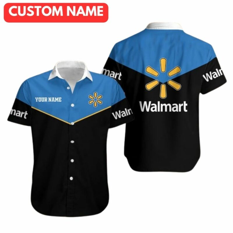 Personalized walmart in my heart black and blue hawaiian shirt 1