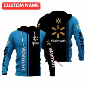 Personalized Walmart In My Heart Black And Blue Stripe Uniform All Over Print Hoodie