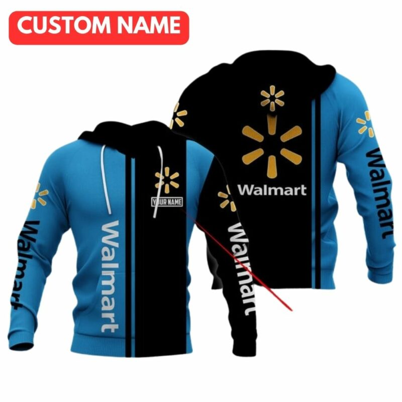 Personalized walmart in my heart black and blue stripe uniform 3d hoodie 1