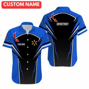 Personalized Walmart In My Heart Black And Blue Uniform Hawaiian Shirt