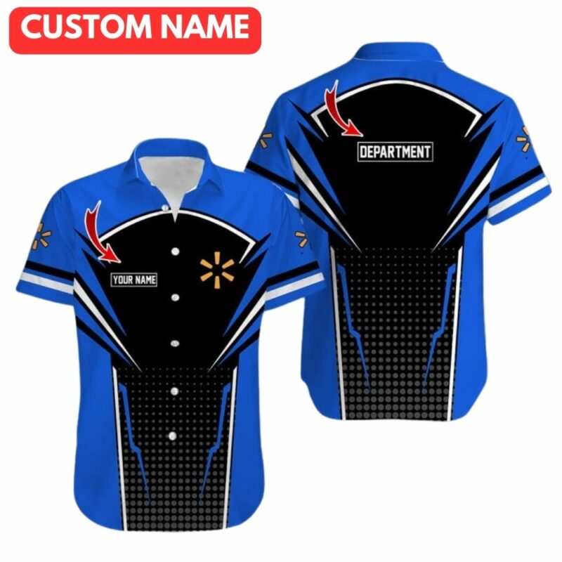 Personalized walmart in my heart black and blue uniform hawaiian shirt 1