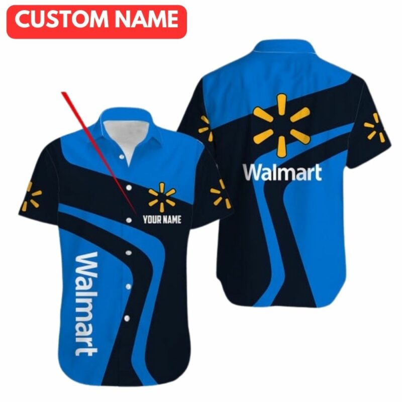 Personalized walmart in my heart blue and black hawaiian shirt 1
