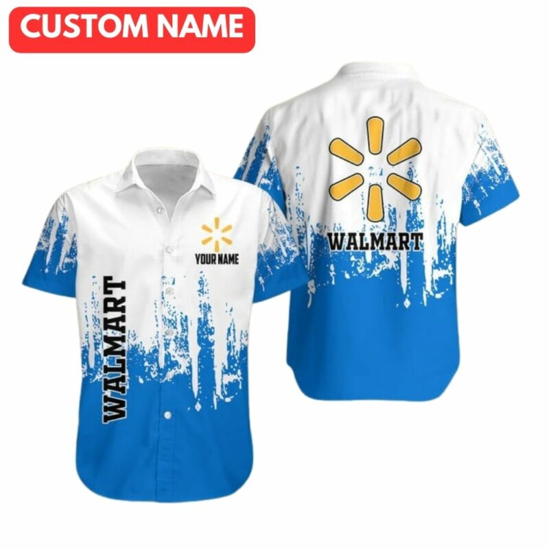 Personalized walmart in my heart scratch blue and white hawaiian shirt 1